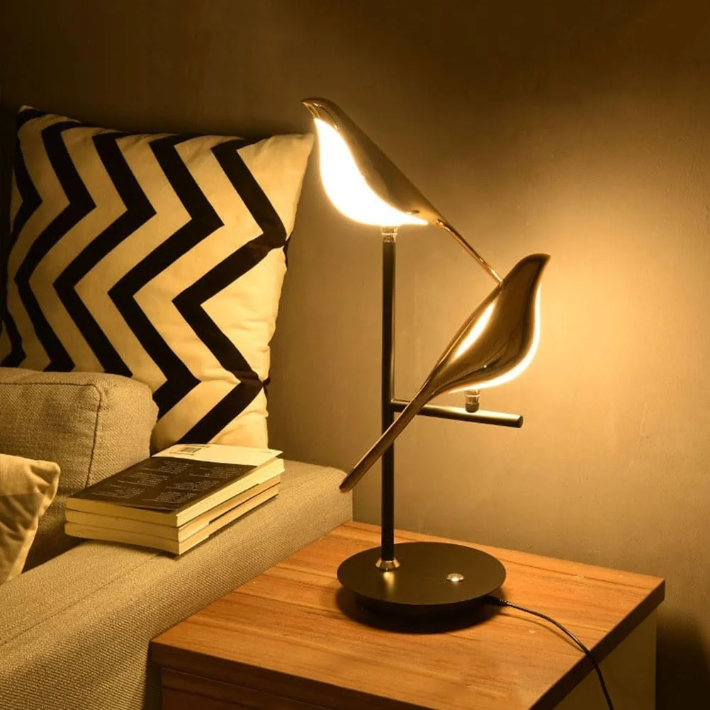Настільна лампа Bedside Lamp LED Птах Сенсорна Регульована Золото, фото №3