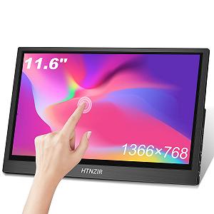 Монитор HTNZIR 11.6 дюймов 1366 х 768 HDMI, Type-C, динамик, портативный сенсорный экран для Raspberry Pi ноутбука, ПК, PS3, PS4, Xbox - Фото 1