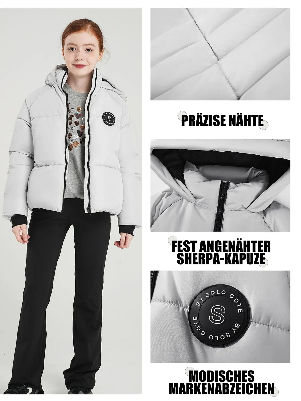 Зимнее пальто для девочек maoo garden с флисовой подкладкой, усиленная конструкция, стеганая куртка с искусственным пухом, водоотталкивающая, для школьников, фото №5