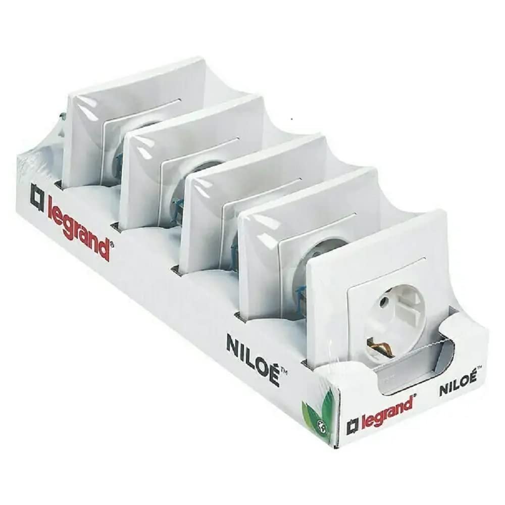 Розетки LEGRAND Niloé Monoblock 396430 2P+T 16 А 230 В повний механізм з рамкою Набір 5 шт. Білий, фото №3