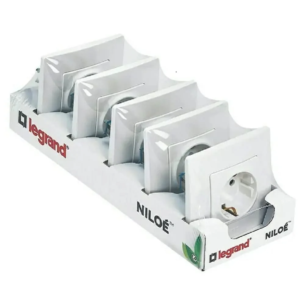 Розетки LEGRAND Niloé Monoblock 396430 2P+T 16 А 230 В полный механизм с рамкой Набор 5 шт. Белый, фото №3
