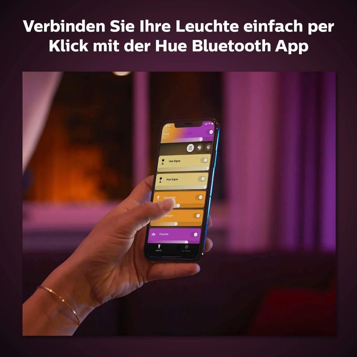 Настільна лампа Philips Hue White and Colour Ambiance Bloom LED Чорна Регульована яскравість 16 мільйонів кольорів Керування через додаток, фото №11