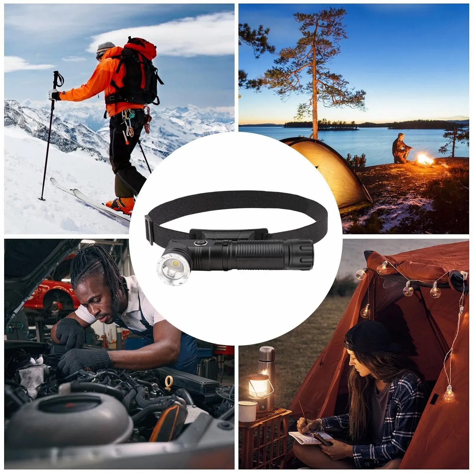 Фонарик Generisch с поворотной головкой Аккумуляторный ручной с поворотом на 90, фото №6