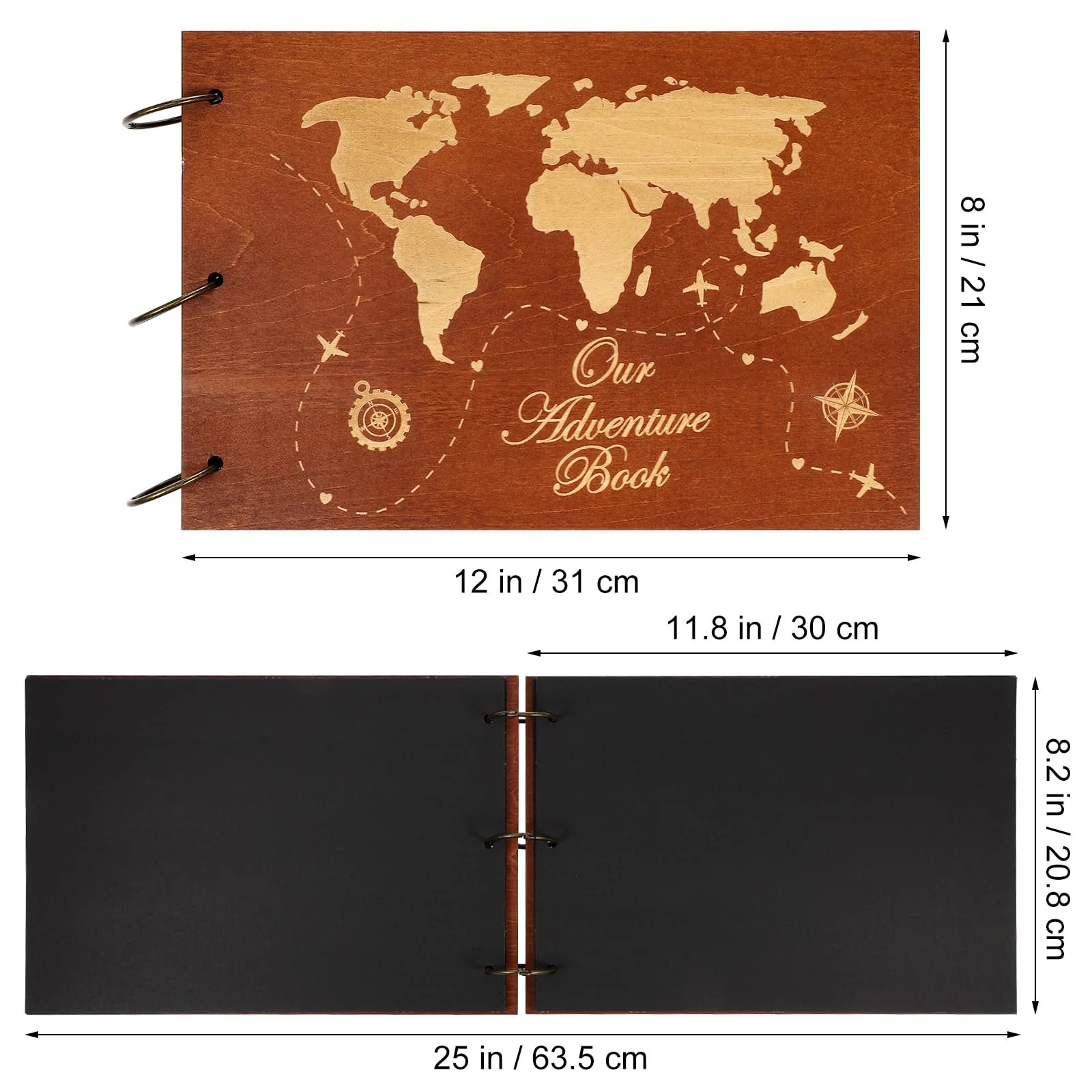 Деревянный юбилейный альбом для вырезок "Книга наших приключений" для Дня святого Валентина, свадьбы, юбилея, дня рождения в коробке, 80 страниц, 6 фотонаклеек, фото №3 Деревянный юбилейный альбом для вырезок "Книга наших приключений" для Дня святого Валентина, свадьбы, юбилея, дня рождения в коробке, 80 страниц, 6 фотонаклеек, фото №3