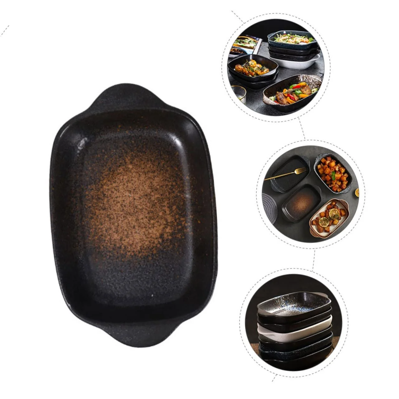 Форма для випічки GALPADA керамічна в японському стилі з двома ручками для мікрохвильової печі та духовки, фото №3