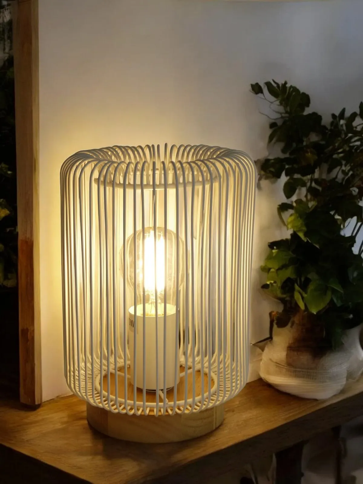 Настільна лампа Dapo Jana метал / дерево біла, фото №4