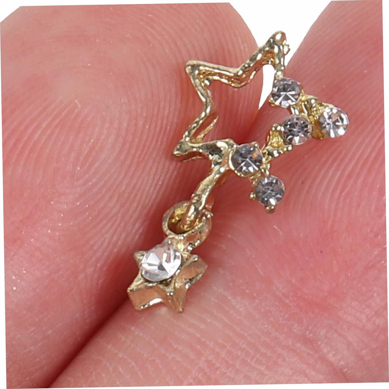 Підвіска для нігтів WOONEKY 30 шт, срібна, золота, металева, у формі зірки, фото №2 Підвіска для нігтів WOONEKY 30 шт, срібна, золота, металева, у формі зірки, фото №2