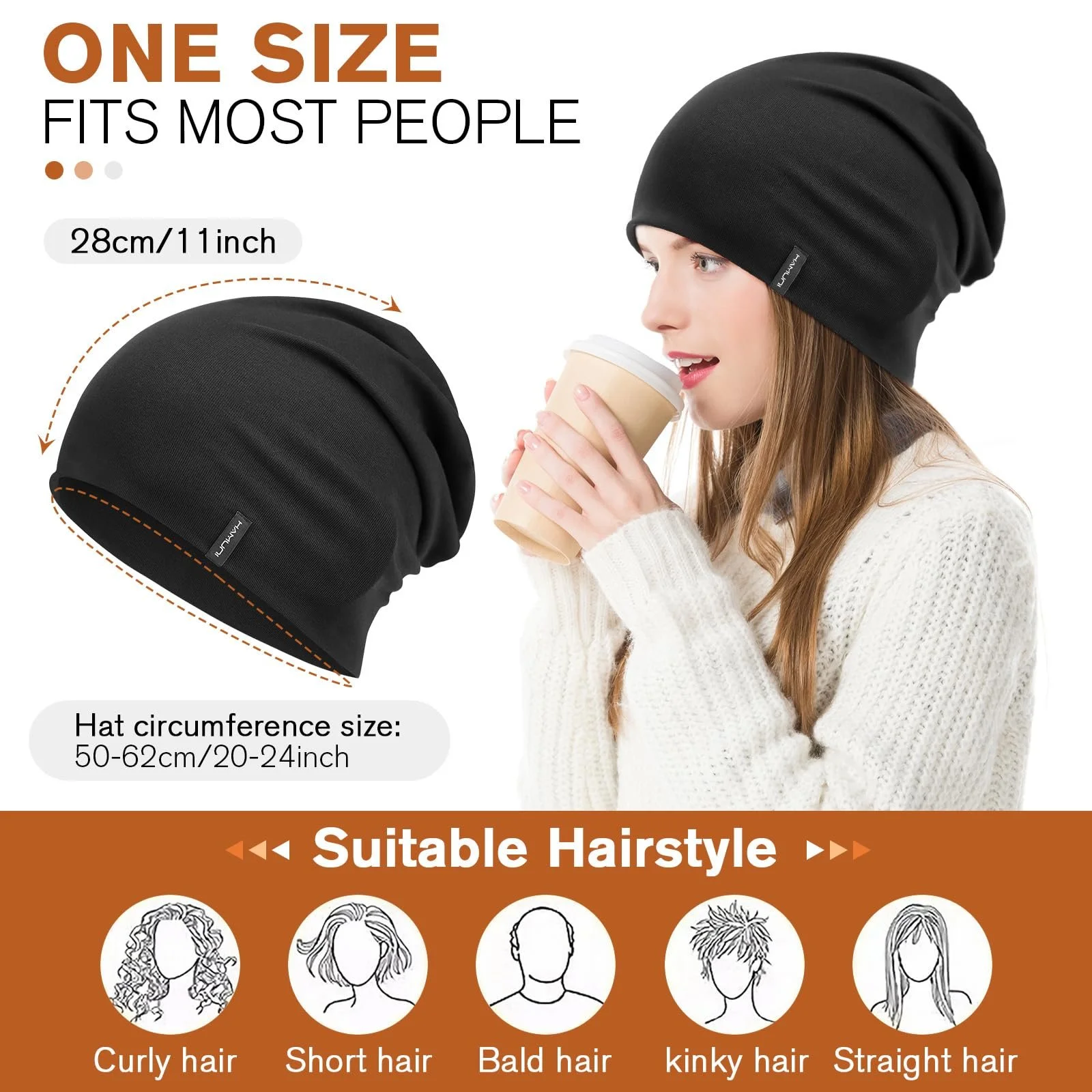 Шапка-бини HAMUNI Slouchy для женщин, Удобная хлопчатобумажная шапка, Двойной слой, Мягкая, фото №6 Шапка-бини HAMUNI Slouchy для женщин, Удобная хлопчатобумажная шапка, Двойной слой, Мягкая, фото №6