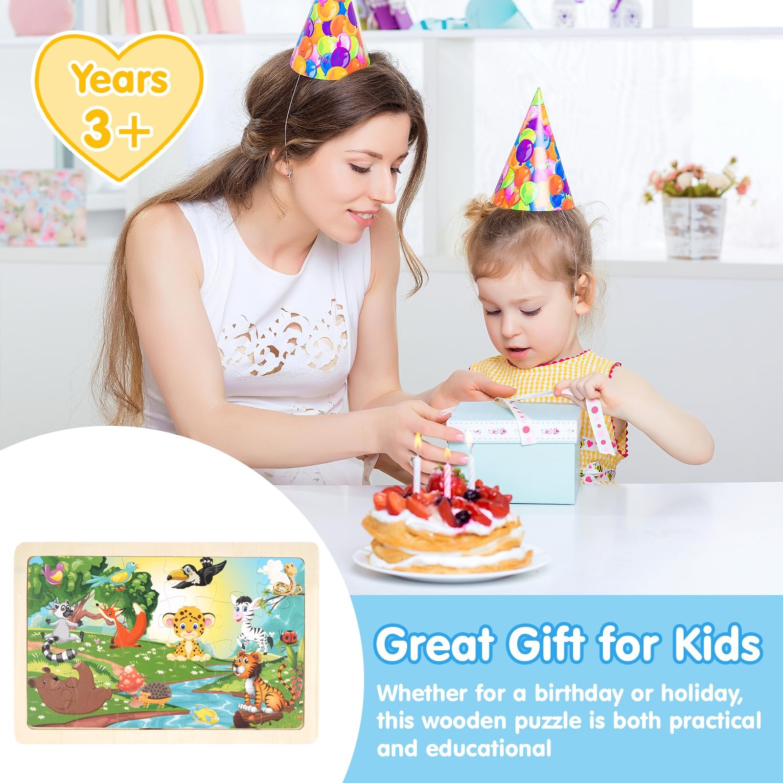 Деревянный пазл 5 × 24 элемента 5 миров животных 15 × 22,5 см, фото №7