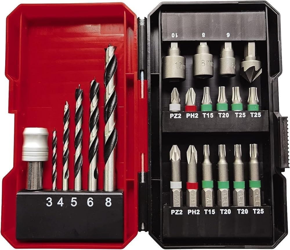 Аккумуляторная дрель Einhell TE-CD 18/45 3X-Li+22 Power X-Change (18 В, 45 Нм, угловая насадка, эксцентриковая насадка, набор из 22 бит, 2 x 2.0 А·ч аккумуляторы, зарядное устройство + E-Box), фото №3