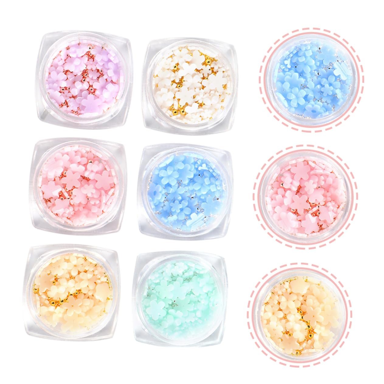 FRCOLOR 30 коробок, аксессуары для ногтей, драгоценные камни, цветы, наклейки для ногтей, хлопья для ногтей, подвески для ногтей, заклепки для ногтей, цветочные украшения, диски для ногтей, милые цветочные подвески для ногтей, фото №3