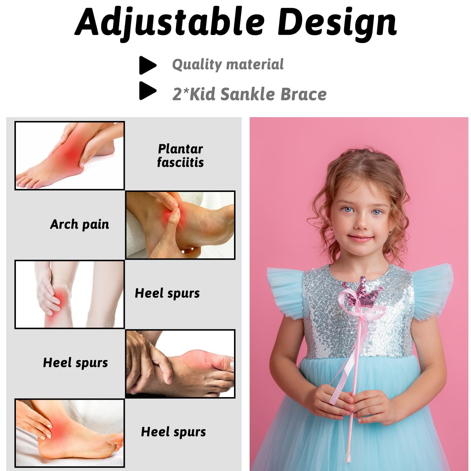 Дитячий фіксатор гомілкостопу Гнучкий Компресійні шкарпетки для бігу, 2 пари, Чорний, фото №5