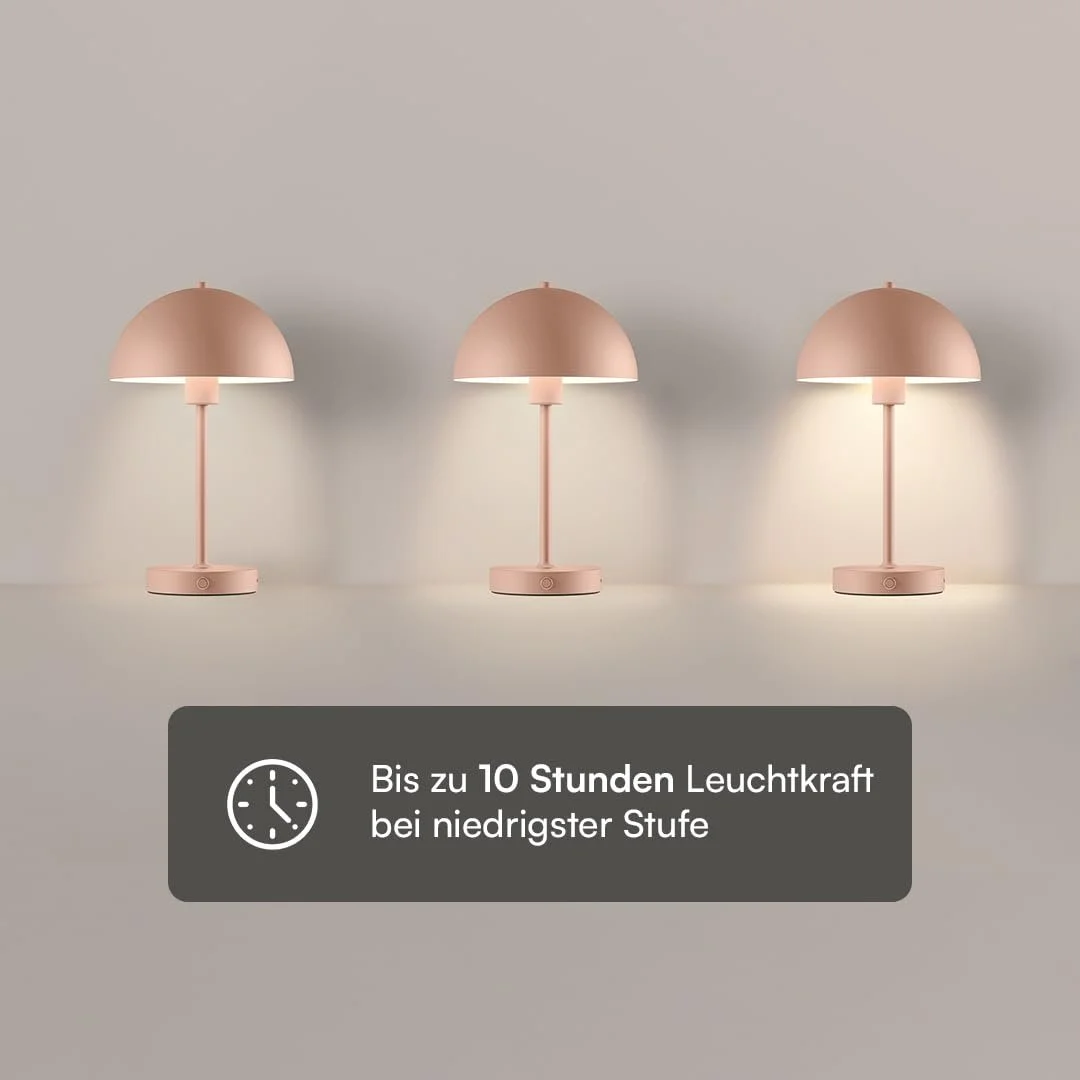 Настольная лампа skølm Aeriala LED аккумуляторная сенсорная в форме гриба металлическая терракотовая, фото №5