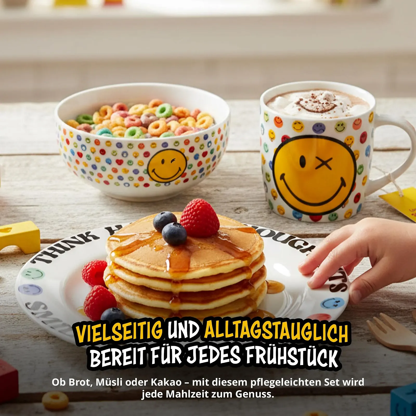 Набор для завтрака United Labels Smileyworld Детский, 3 предмета: тарелка, миска и чашка, фото №3