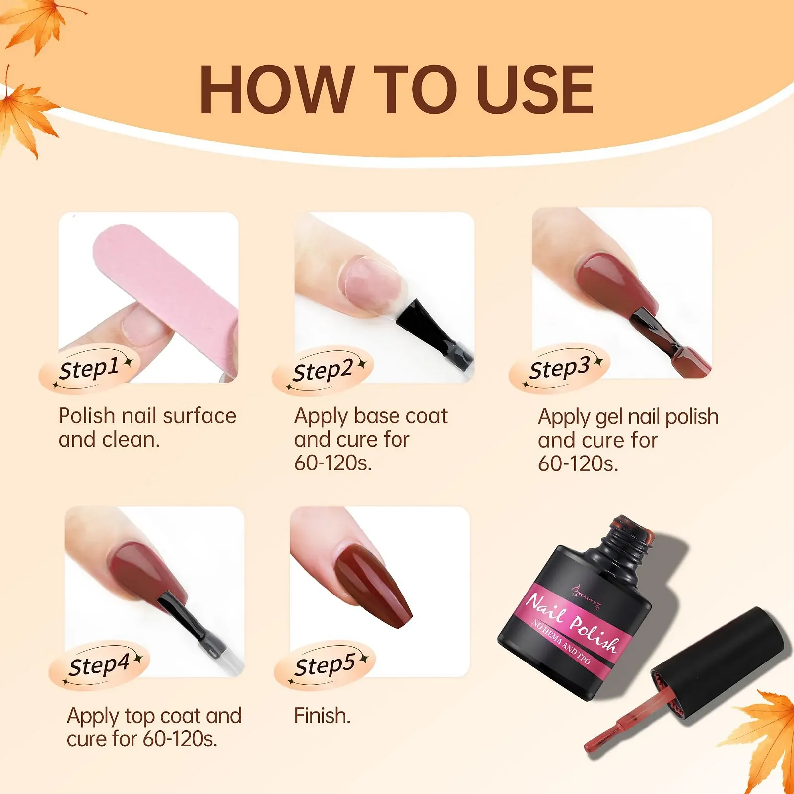 Гель-лак Beauty7 Macaron Прозрачный 6 цветов, фото №6