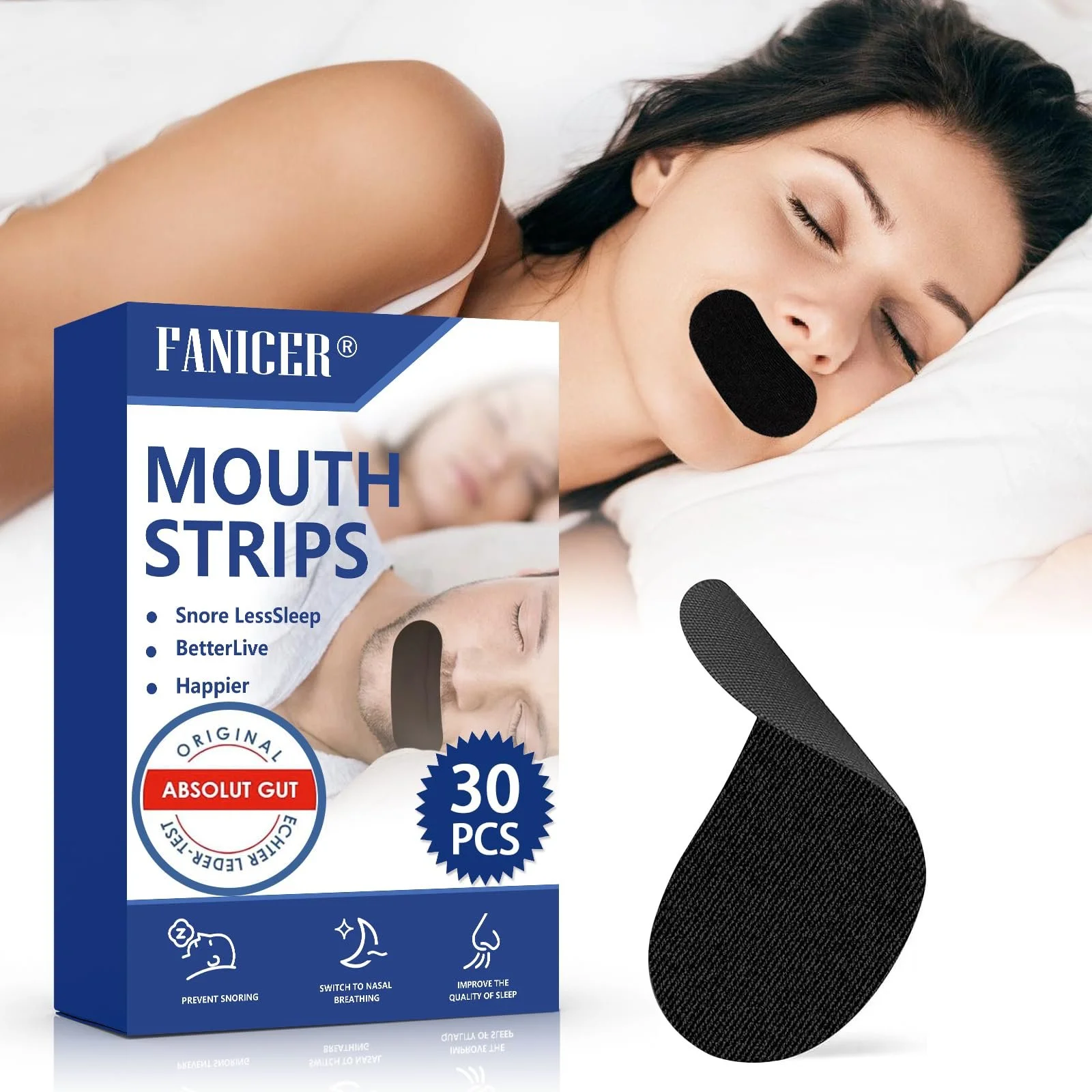 Полоски для рта против храпа 30 шт. Пластыри для сна Улучшают качество сна, фото №1