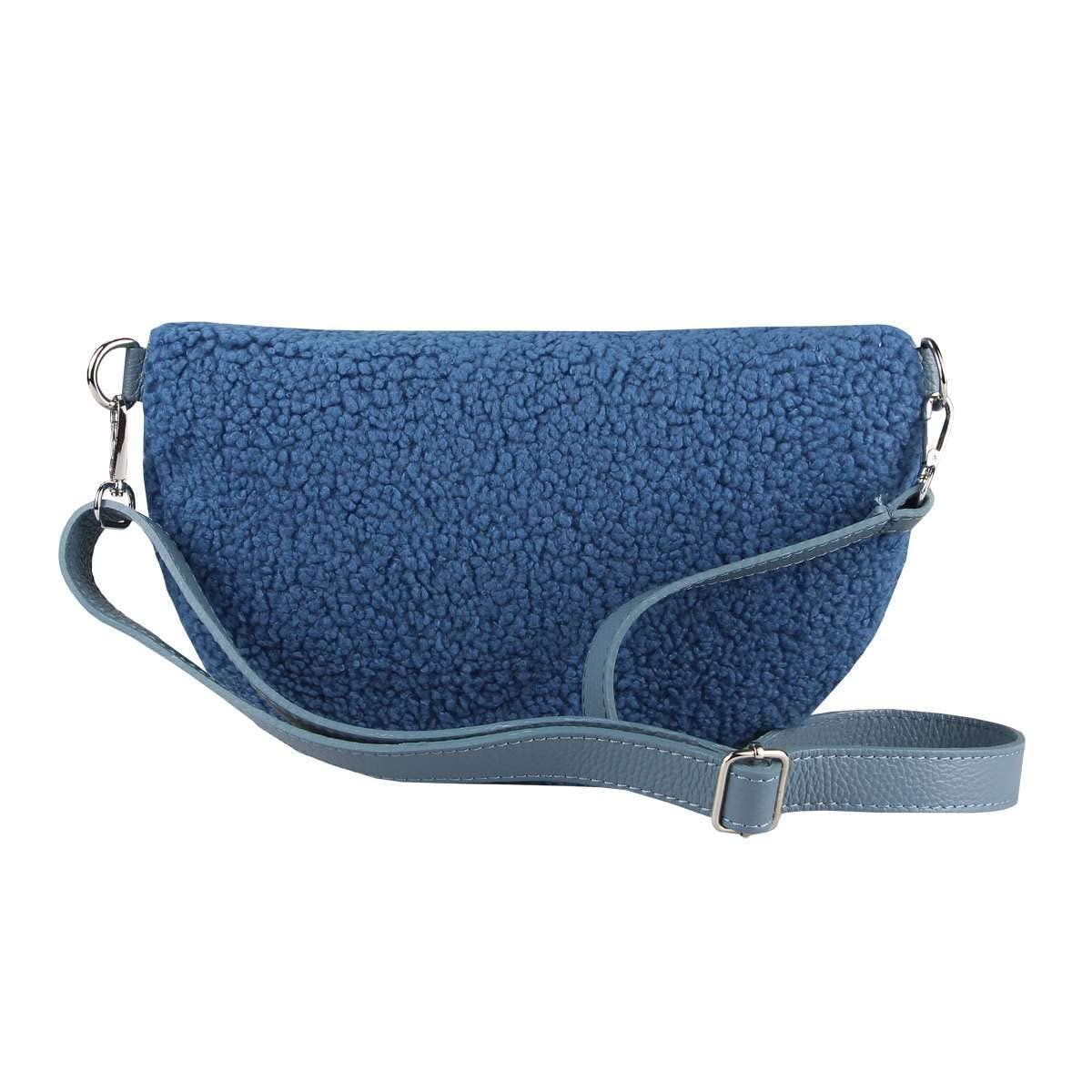 Сумка на пояс кожаная женская Made in Italy Teddy Fur Denim blue, 30x20x7 см, фото №2