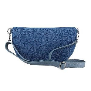 Сумка на пояс кожаная женская Made in Italy Teddy Fur Denim blue, 30x20x7 см synthetic.ua - Фото 1