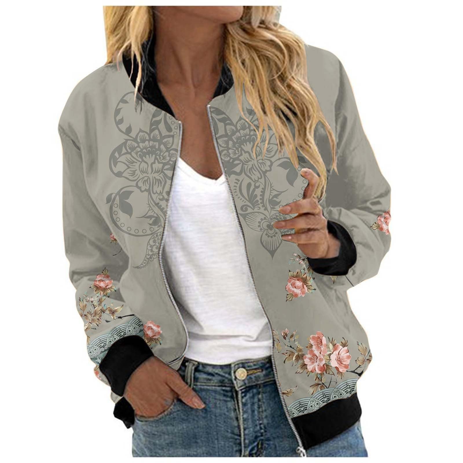 Женская куртка-бомбер, короткая куртка-колледж Blouson, элегантная весенняя куртка больших размеров, пальто, весенняя куртка с длинным рукавом, легкая летняя куртка на молнии, повседневная байкерская тканевая куртка-пилот, фото №1