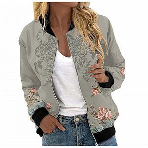 Женская куртка-бомбер, короткая куртка-колледж Blouson, элегантная весенняя куртка больших размеров, пальто, весенняя куртка с длинным рукавом, легкая летняя куртка на молнии, повседневная байкерская тканевая куртка-пилот - Фото 1