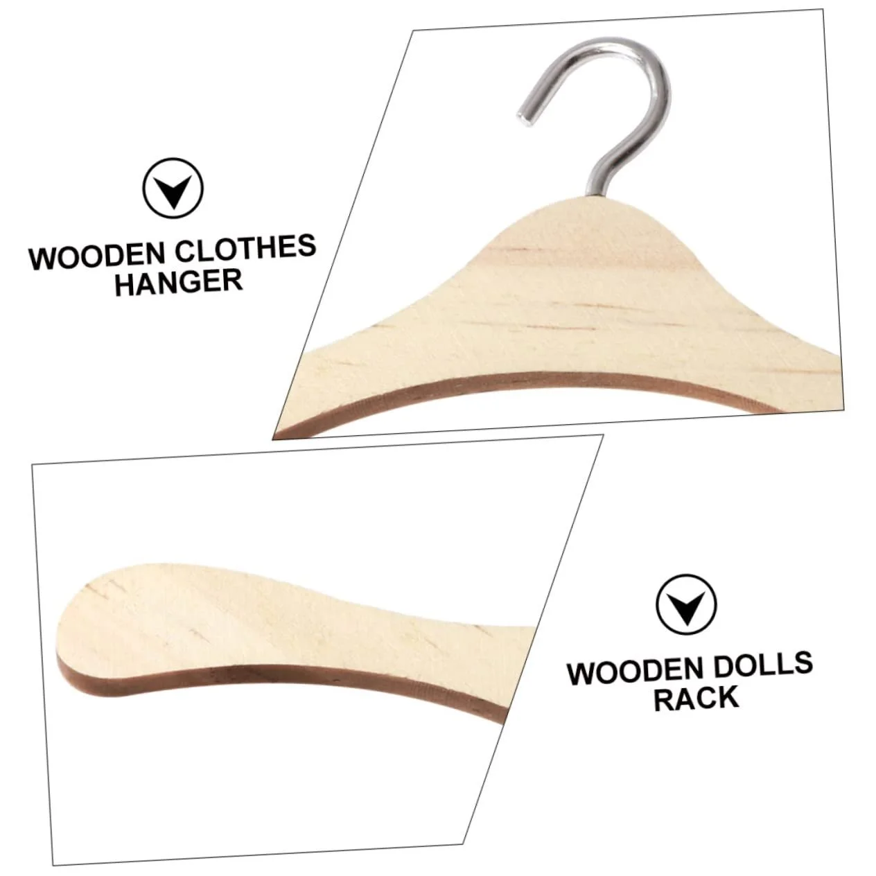 Вешалка HEMOTON Pack of 5 Doll Small Wooden Baby Toddler, фото №5