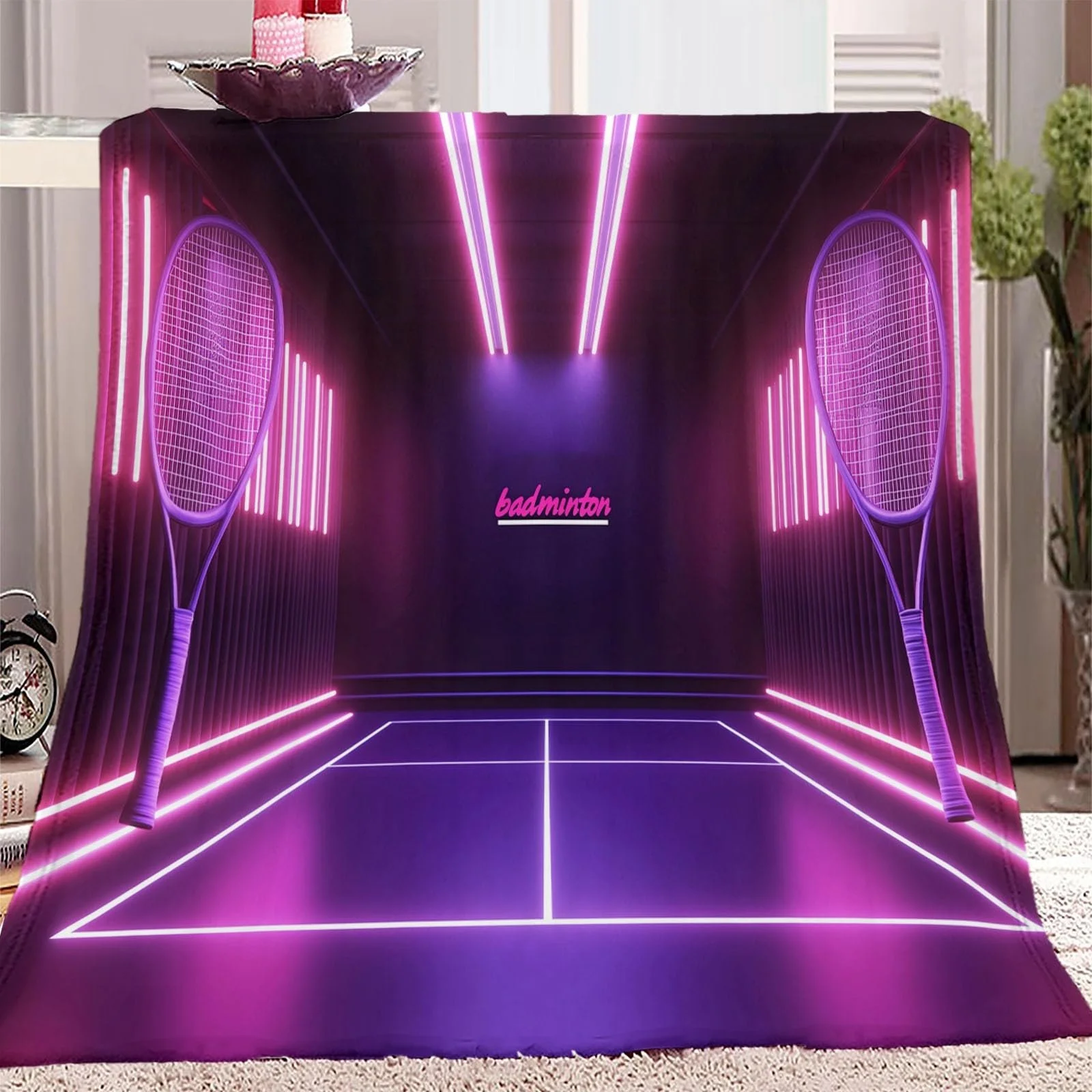 Одеяло Фланель Мягкое, Простота Неон Стадион, 200 x 200 см, Фиолетовый, фото №1