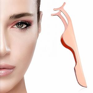 Щипці Sibba Eyelash Tweezers Applicator з нержавіючої сталі з вигнутим кінцем Fishtail для накладних вій кліп для нанесення та зняття щипців (1 x Рожеве золото) synthetic.ua - Фото 1