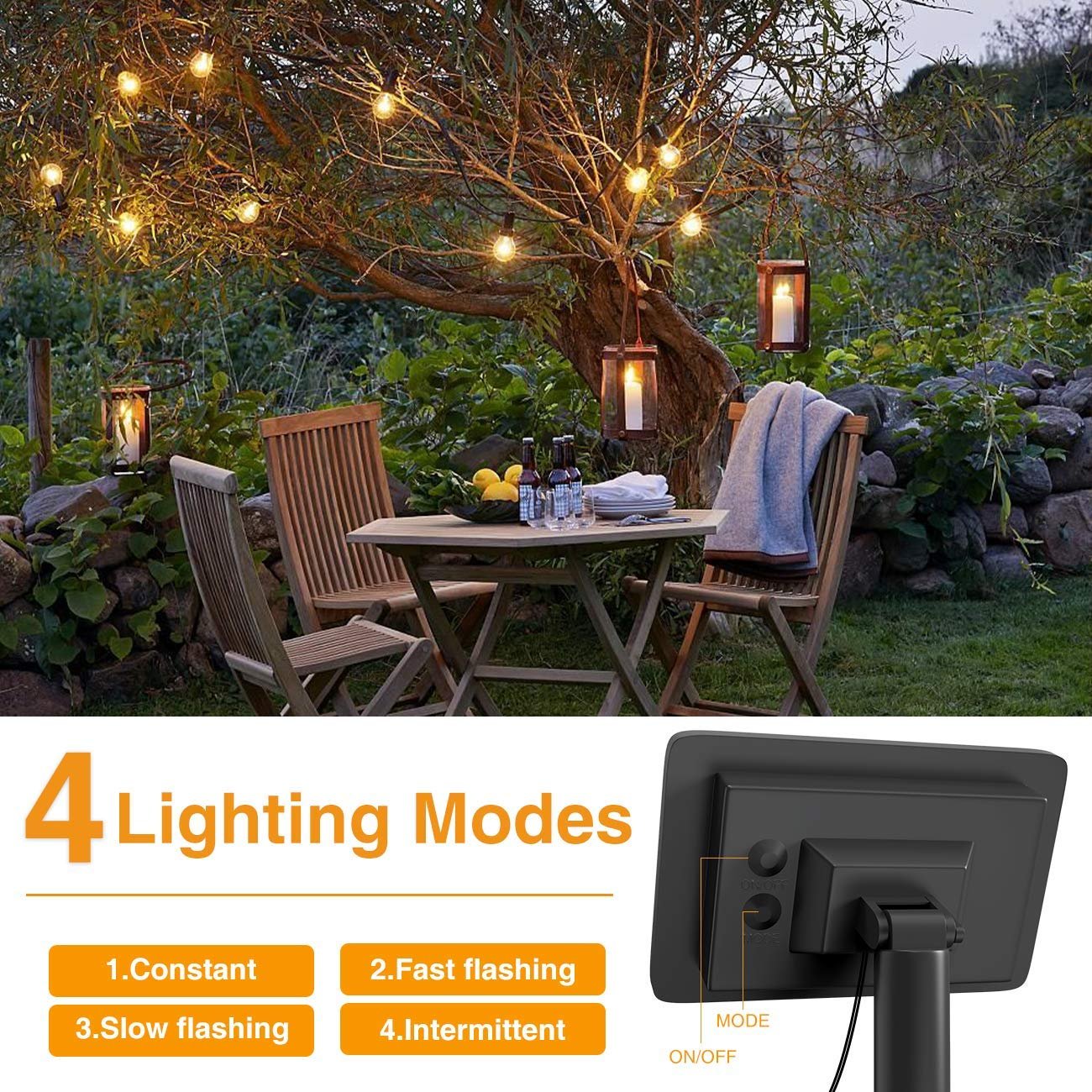 Гірлянда Litogo G40 Вулична Сонячна 8 м 25 + 2 LED IP55 Водонепроникна 4 Режими Теплий Білий 2700 K, фото №5