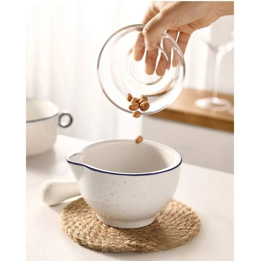 Ступка і товкачик керамічна ступка і товкачик порцеляновий подрібнювач спецій, миска, песто, фото №9