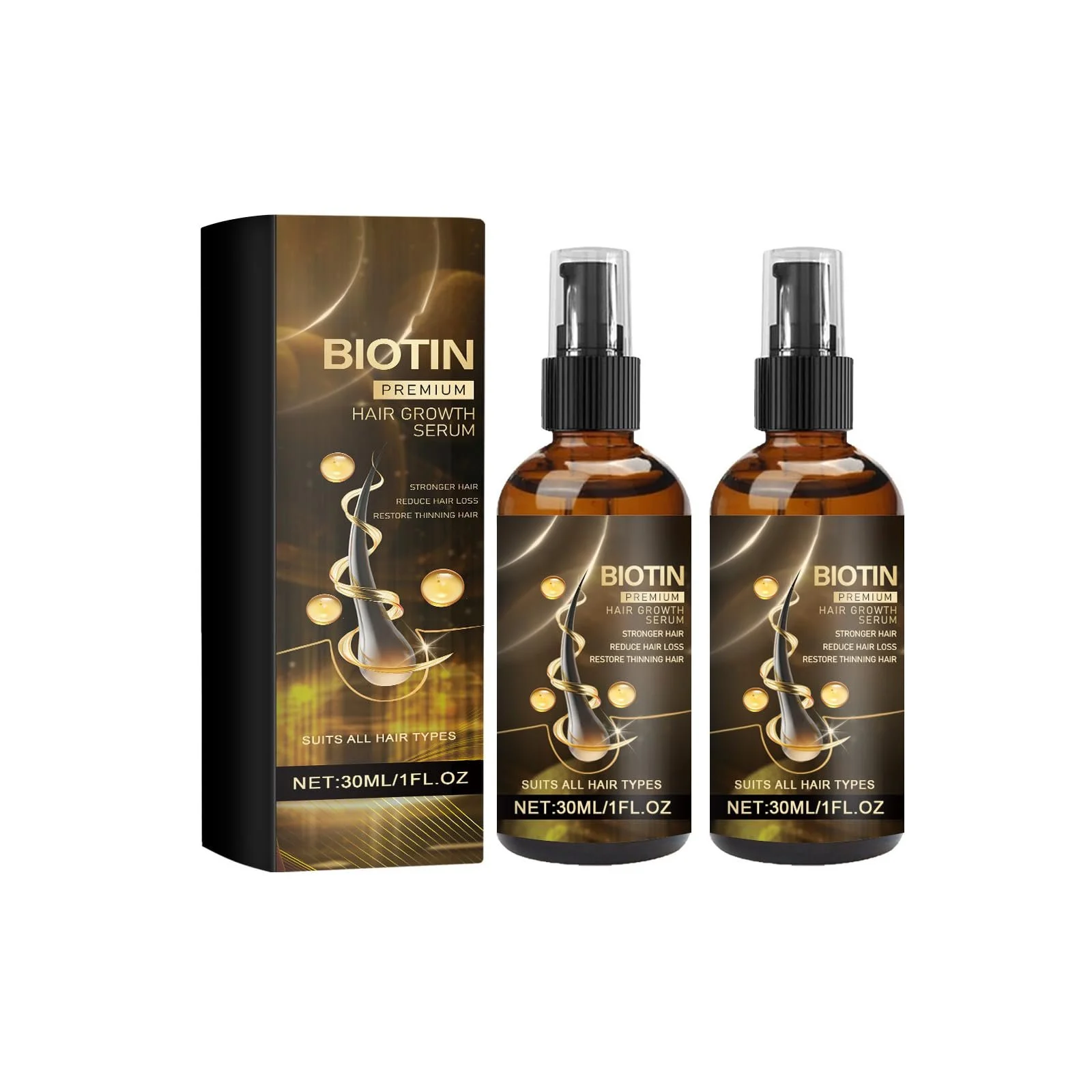 Сироватка для росту волосся, 2 шт., з екстрактом імбиру та вітаміном Е, фото №1