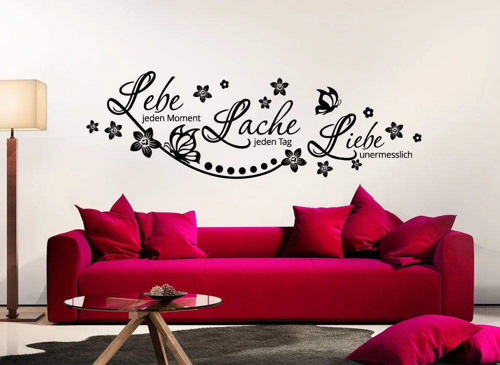 Наклейка на стену Grandora W870 Lebe Lache Liebe 152 x 58 см черный, фото №3