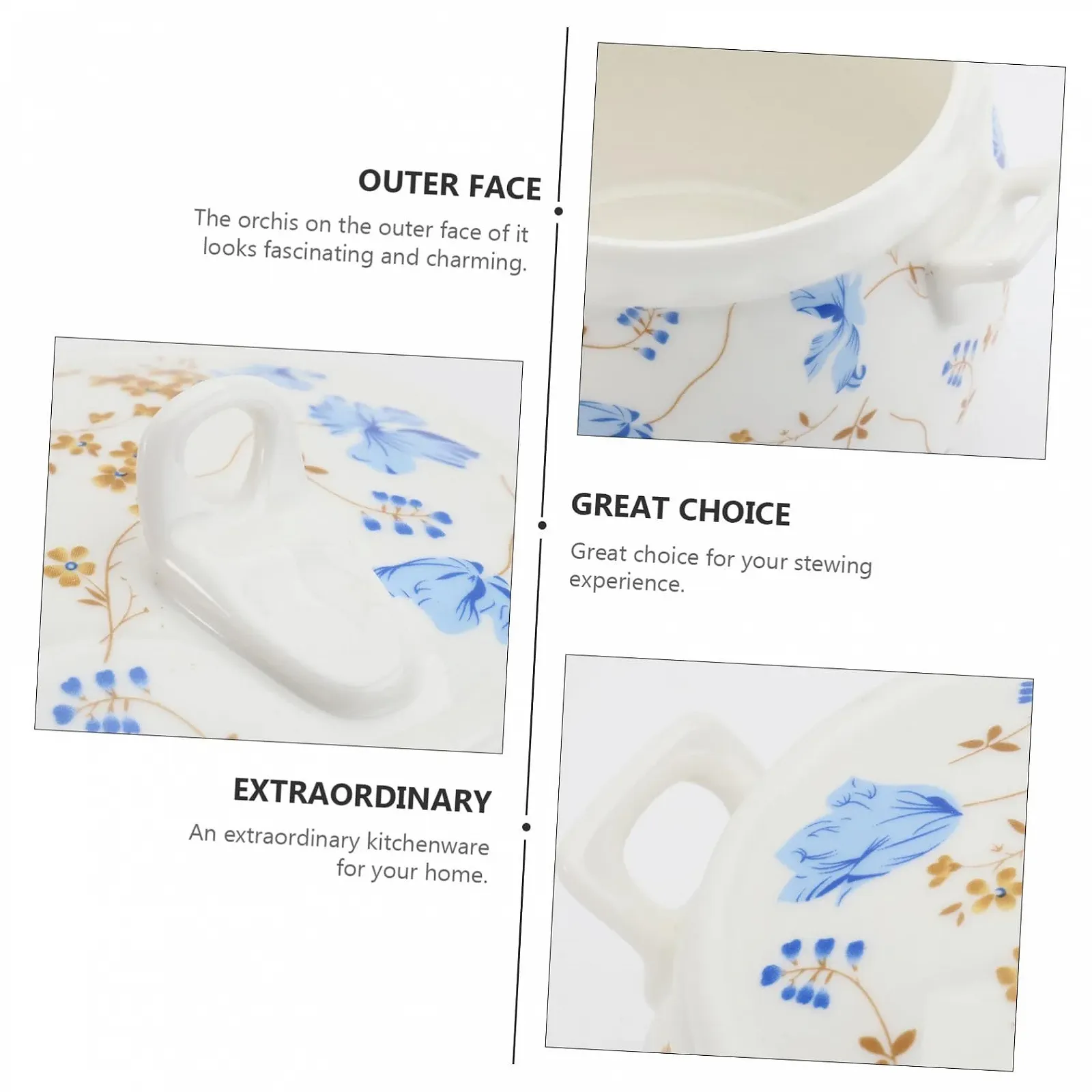 Кастрюля керамическая Orchid Design с крышкой термостойкая, фото №6