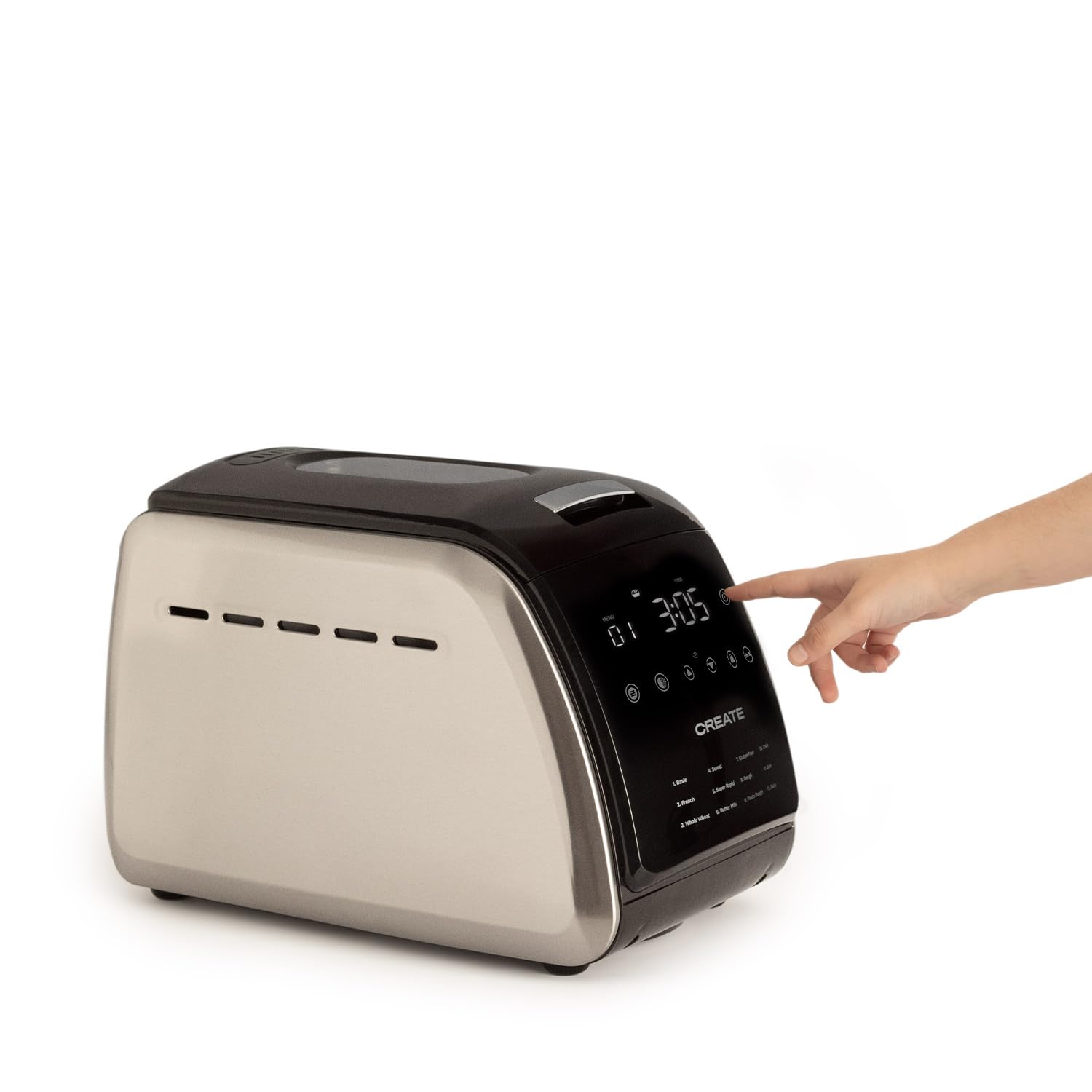 Хлібопічка CREATE Chef Bread Automatic 850W 12 Програм LCD Відображення 15 Годин Програмована з Аксесуарами, фото №5