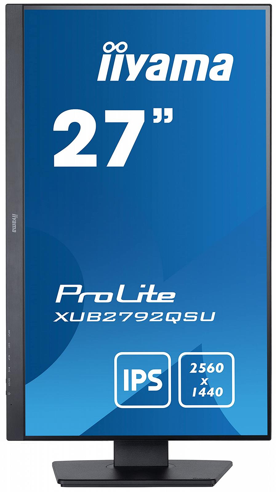 Монітор iiyama Prolite XUB2792QSU-B5 68.5 см 27 дюймів IPS LED WQHD DVI HDMI DP USB 3.0 FreeSync Регулювання Висоти Поворотний Чорний, фото №2