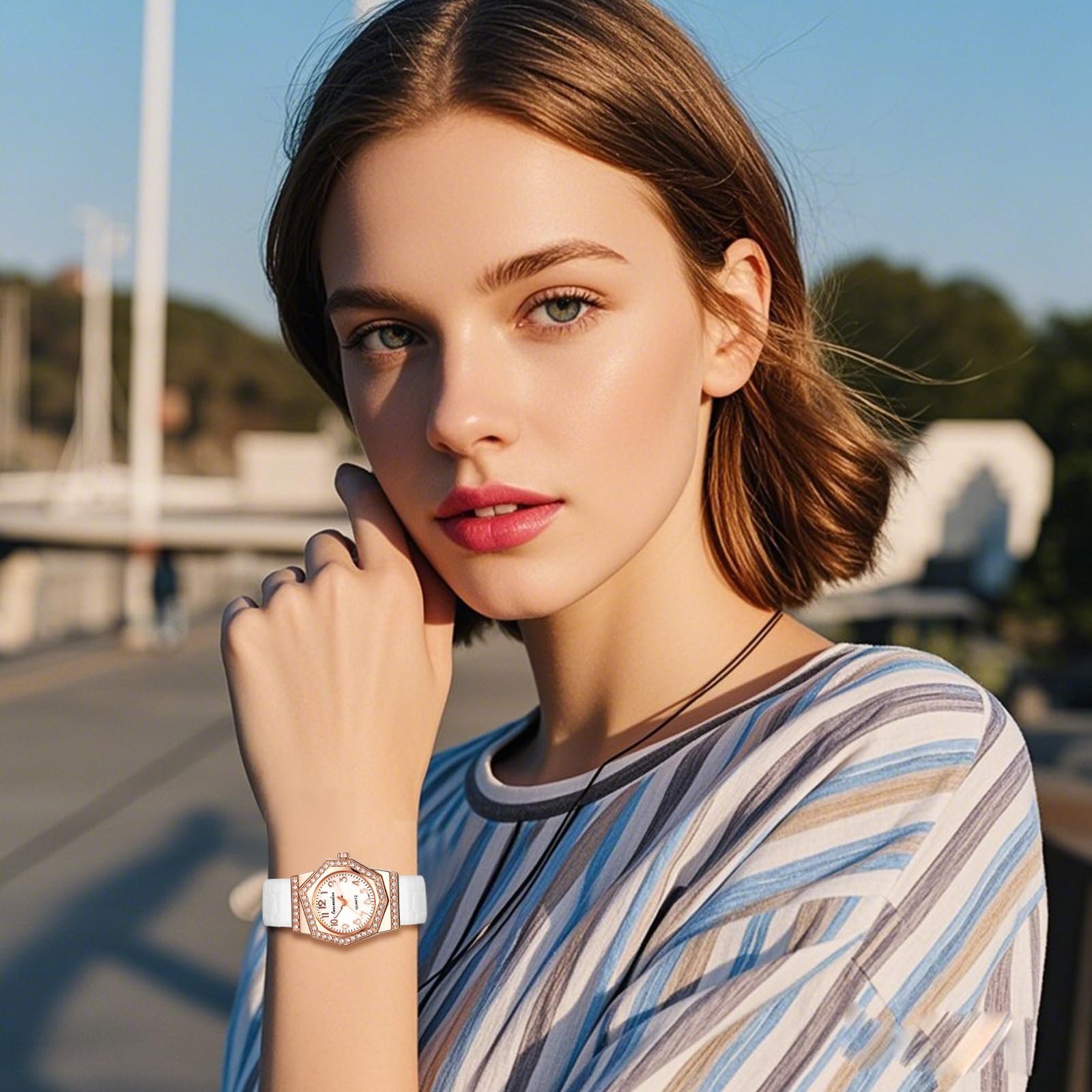 Женские Часы JewelryWe Аналоговые Кварцевые Маленький Кожаный Ремешок, фото №3 Женские Часы JewelryWe Аналоговые Кварцевые Маленький Кожаный Ремешок, фото №3