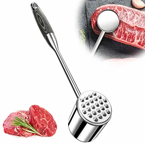Тендерайзер для мяса VINATO 32 см нержавеющая сталь 304 с деревянной ручкой можно мыть в посудомоечной машине - Фото 1