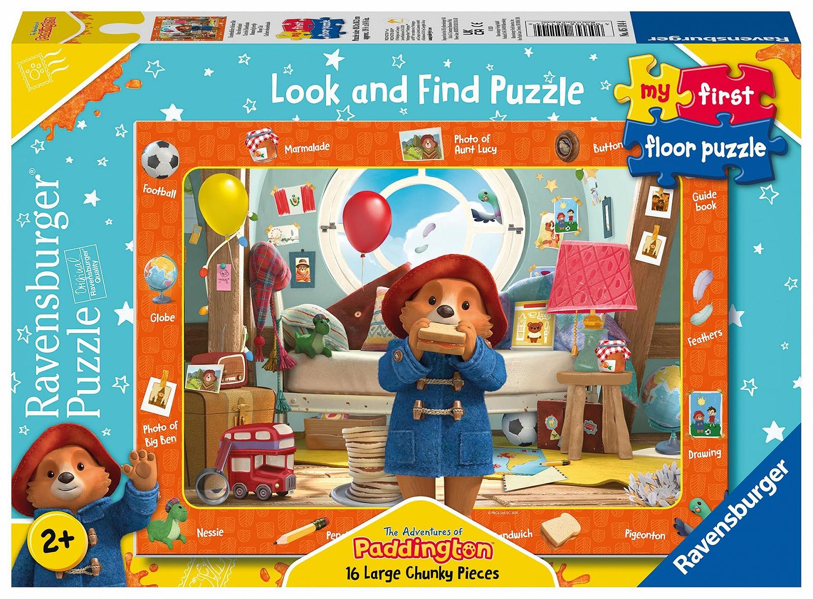 Напольный детский пазл Ravensburger Paddington My First Floor Puzzle 5114 Messy Little Bear 16 больших деталей, фото №1