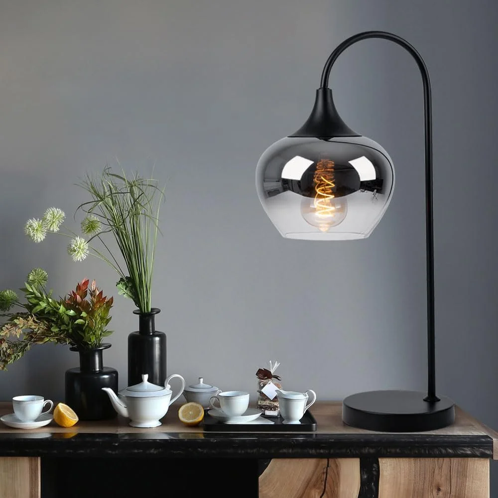 Настольная лампа GLOBO Smoky Glass Ball Metal 1x LED 7 Вт 806 лм 27.5 x 18 x 54 см Черная, фото №3