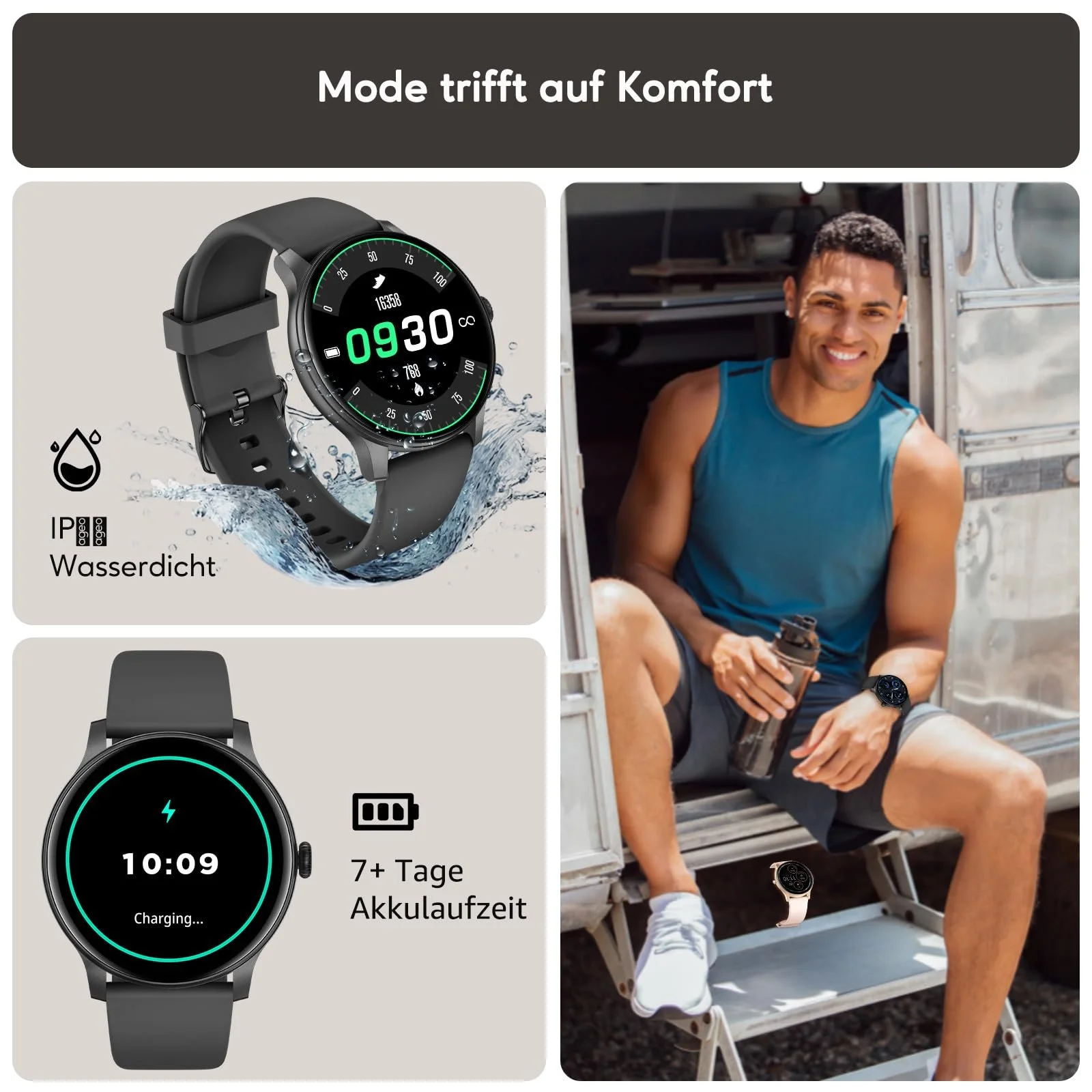 Смартгодинник для жінок та чоловіків 1.38 дюймовий HD-дисплей Bluetooth-дзвінки з моніторингом серцевого ритму SpO2 сну Крокомір IP68 Водонепроникний для Android iOS, фото №6