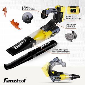 Бездротова повітродувка FANZTOOL / 20 В / 4,0 Аг / швидкість повітря до 250 км/год / потік повітря 10 м³/хв / Жовтий synthetic.ua - Фото 1