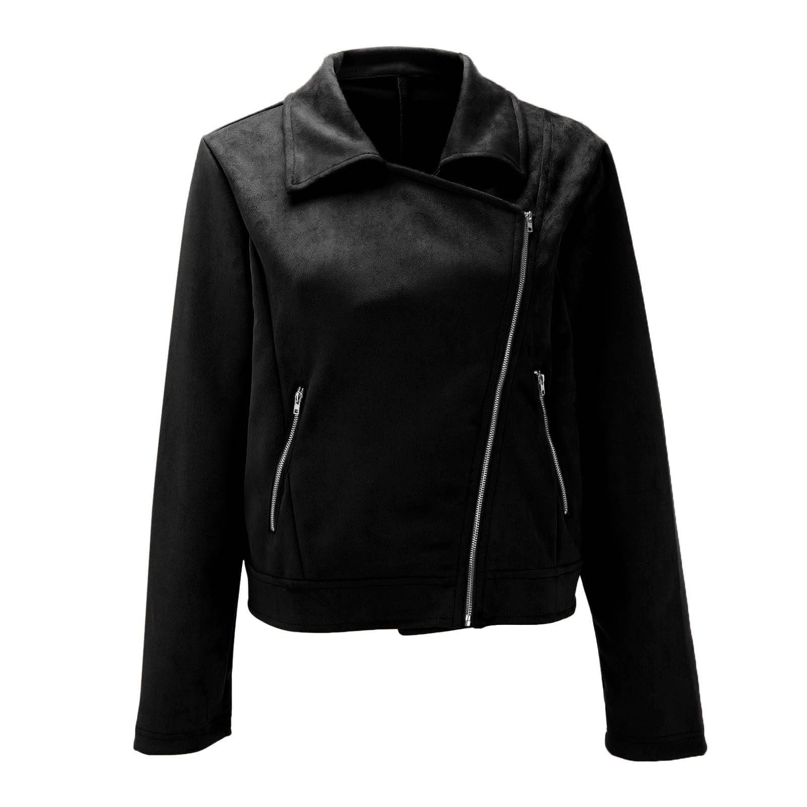 Куртка Biker Generisch Короткая Женская Длинный Рукав Молния Однотонная Легкая Коричневая XL, фото №4