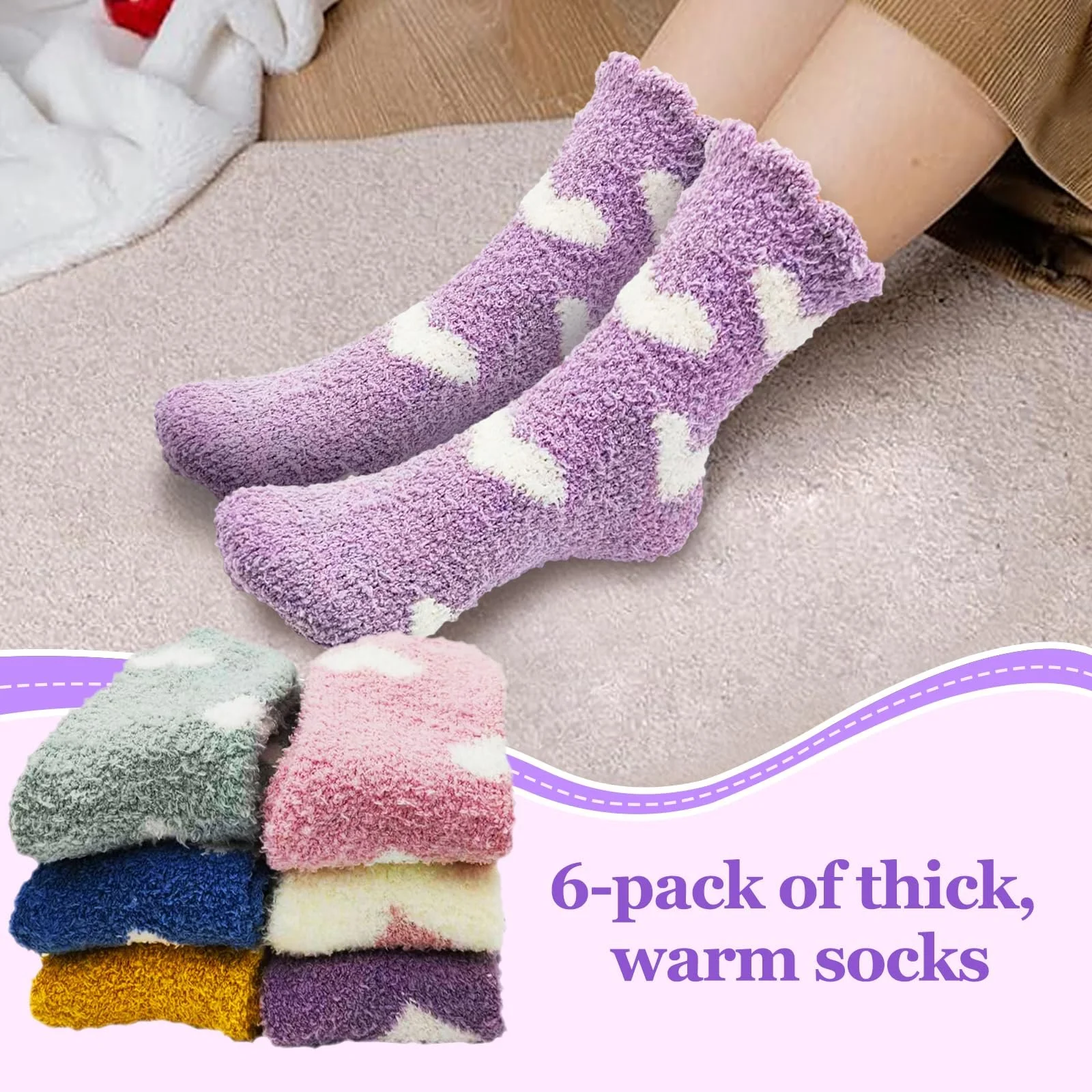 Жіночі шкарпетки з флісу 6 пар, 35-38 розмір, фото №2