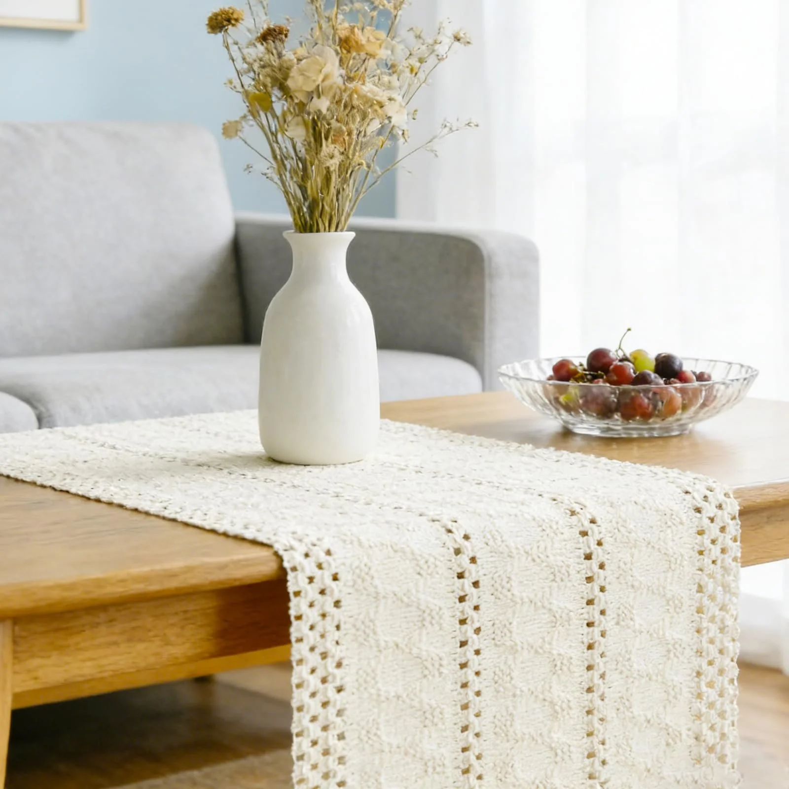 Набір 3 шт. Ранерів для столу Boho макраме 30 x 180 см Бежевий, фото №7 Набір 3 шт. Ранерів для столу Boho макраме 30 x 180 см Бежевий, фото №7