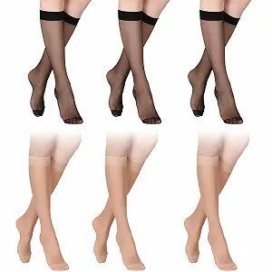 Шкарпетки до колін Нейлонові Прозорі 20D, 6 пар - Фото 1