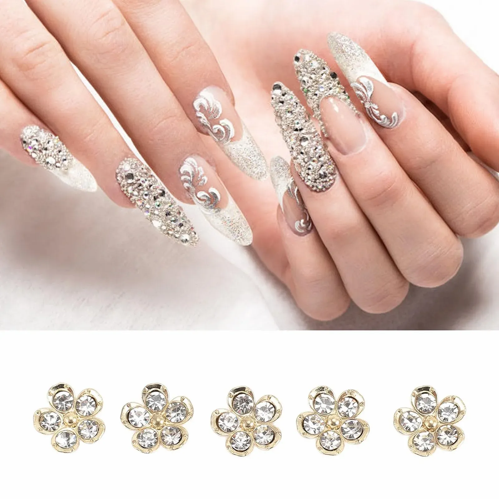 Набор алмазов для ногтей, 50 шт, стразы для украшений из металла, фото №3