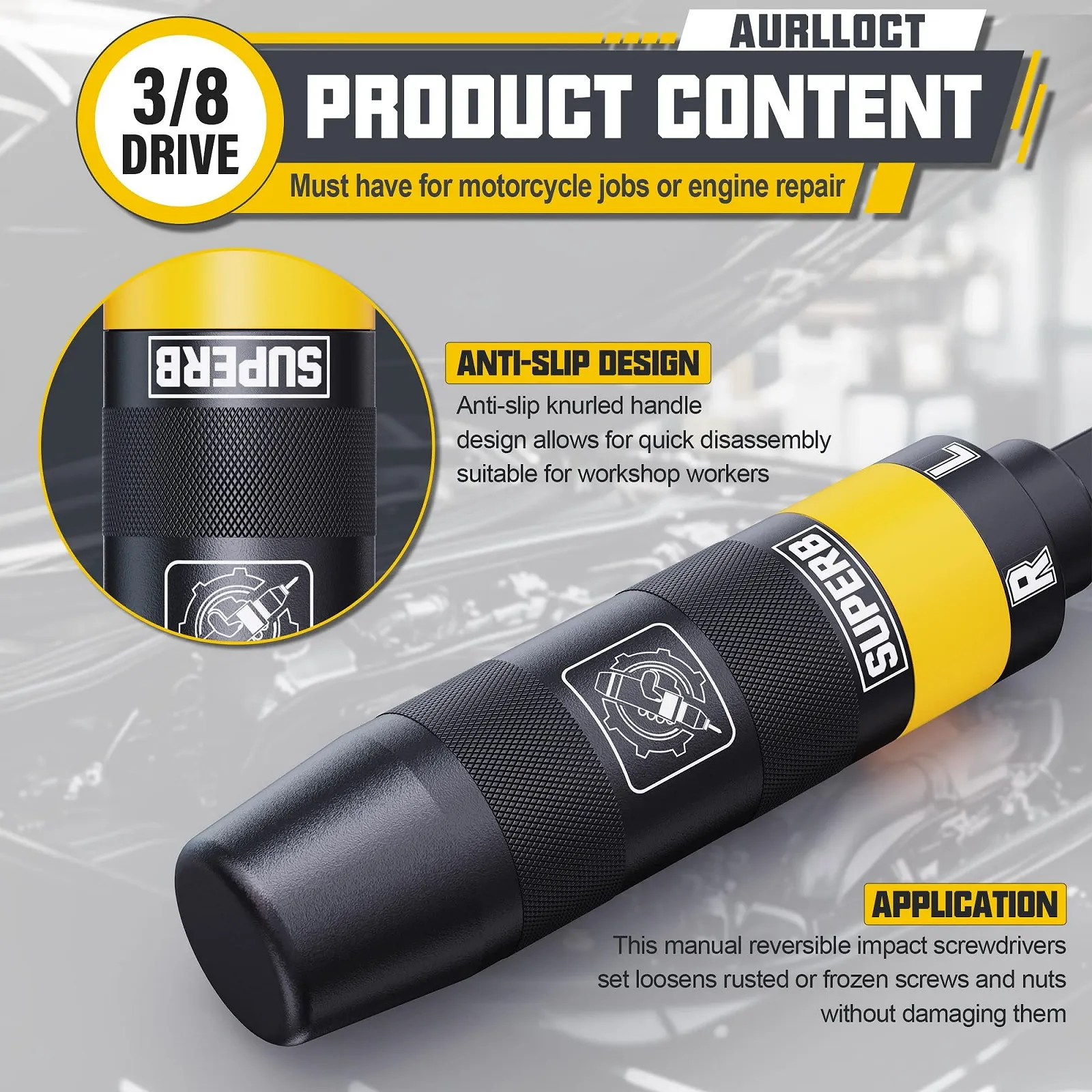 Набір ударних викруток 3/8 дюйма 13 шт., фото №3