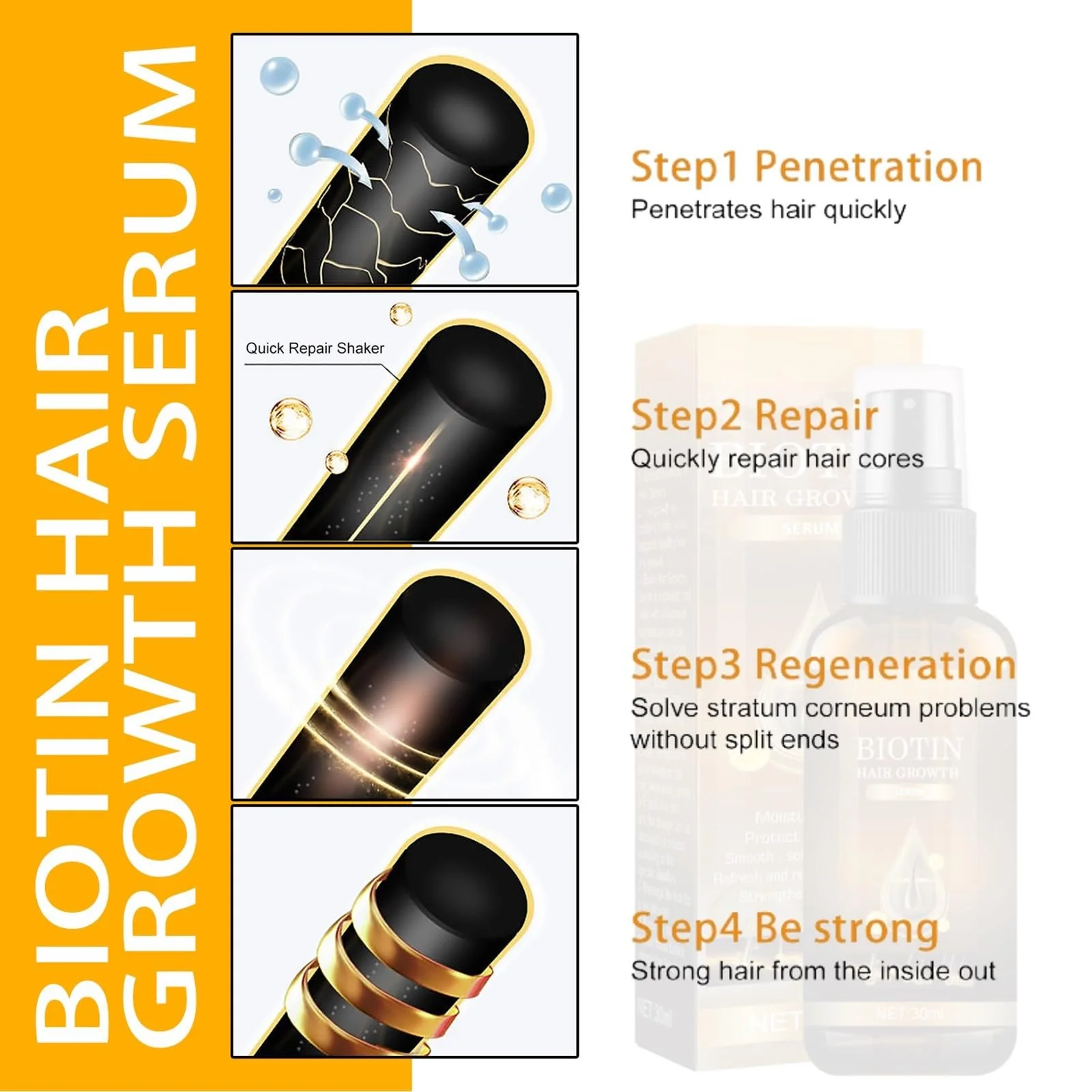 Сироватка для росту волосся Біотин, Спрей для росту волосся Біотин 30 мл, фото №7