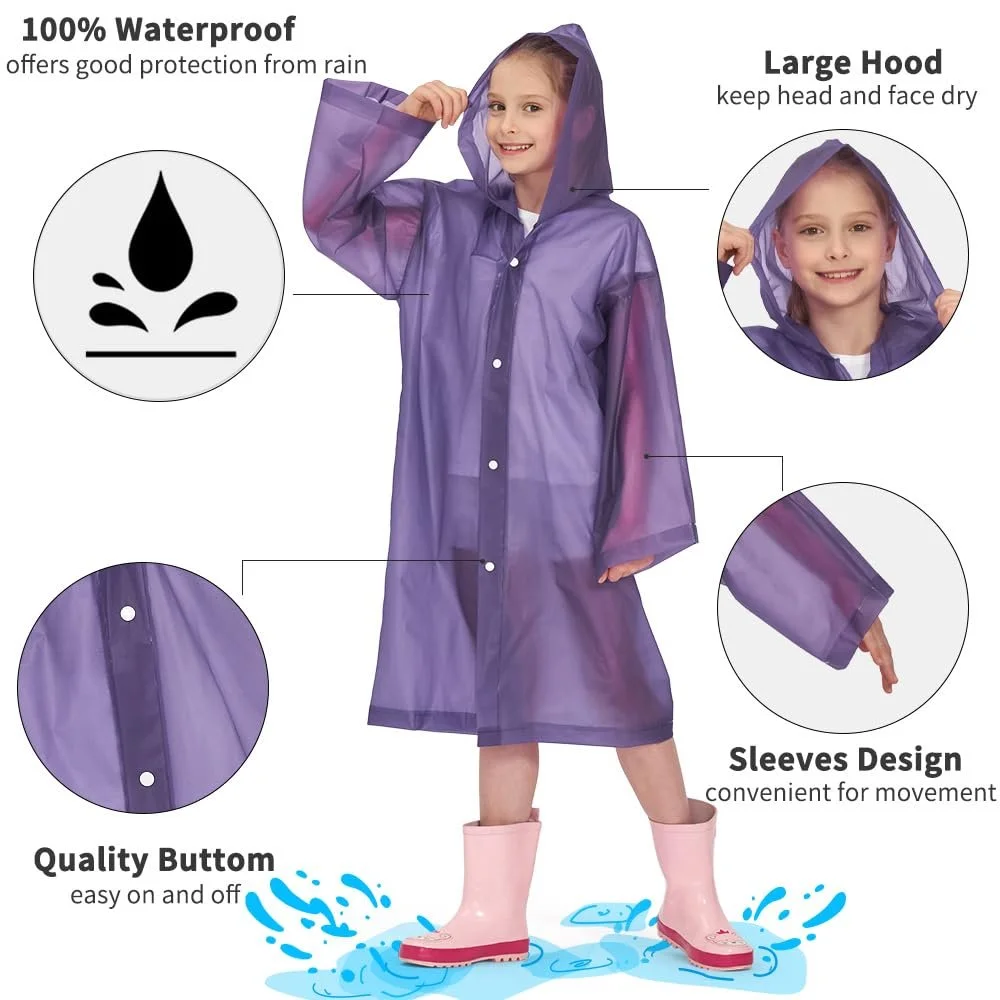 Дитяче дощове пончо Opret (2 шт.) Водонепроникний дощовик багаторазового використання, фото №3