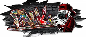 Наклейка на стіну BLACK LABEL GRAFX Paul Sticker Graffiti Sprayer 3D-ефект 80 x 35 см - Фото 1