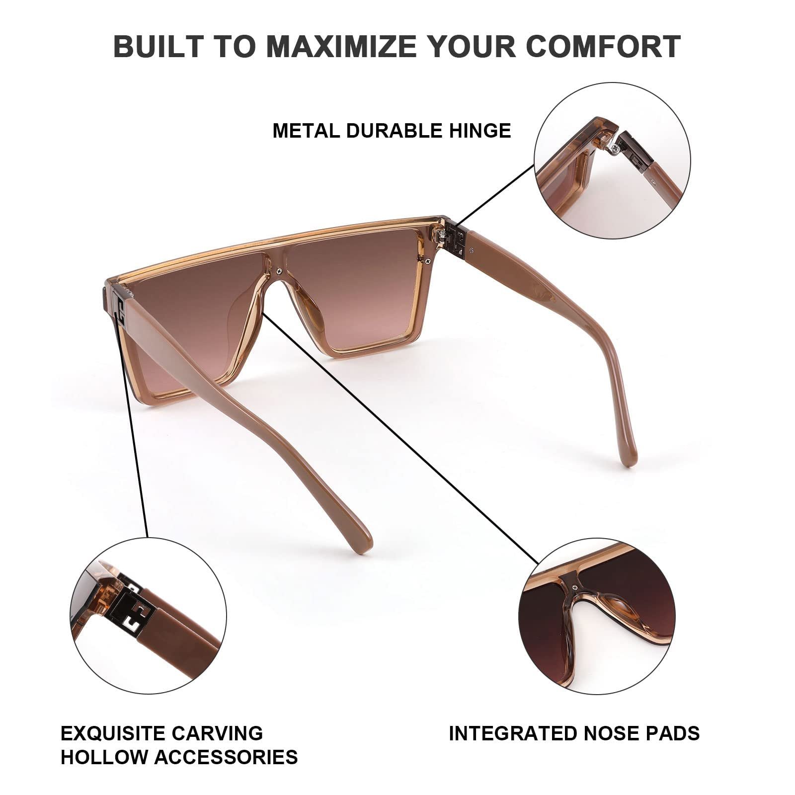 Сонцезахисні окуляри FEISEDY Квадратні Великі для чоловіків та жінок XXL B4021, фото №3